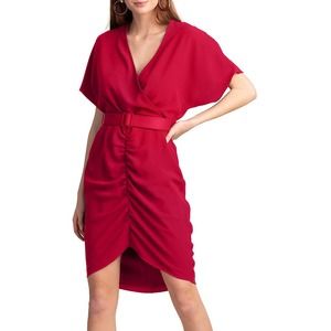 Trina Turk Red Short Sleeve Ruched Zest Dress NWT Size 12